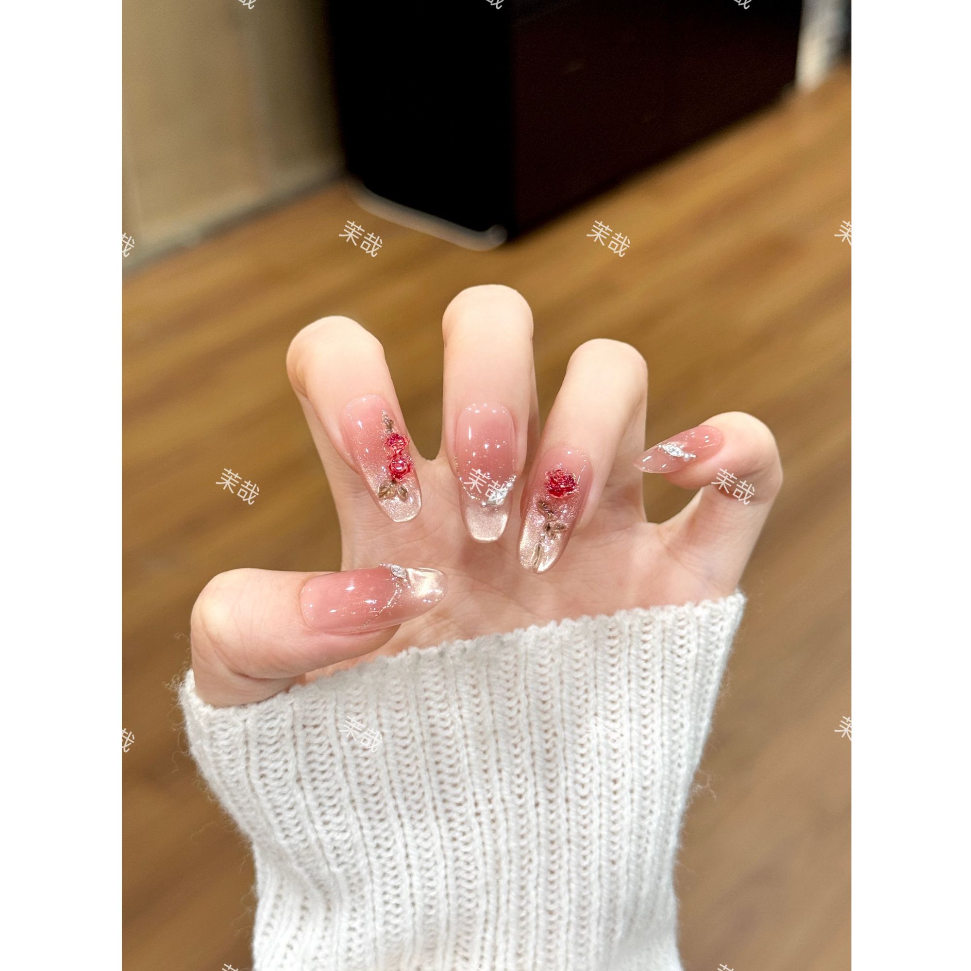 茉哉【蜜语花镜】纯手工定制美甲拆卸穿戴甲A5191