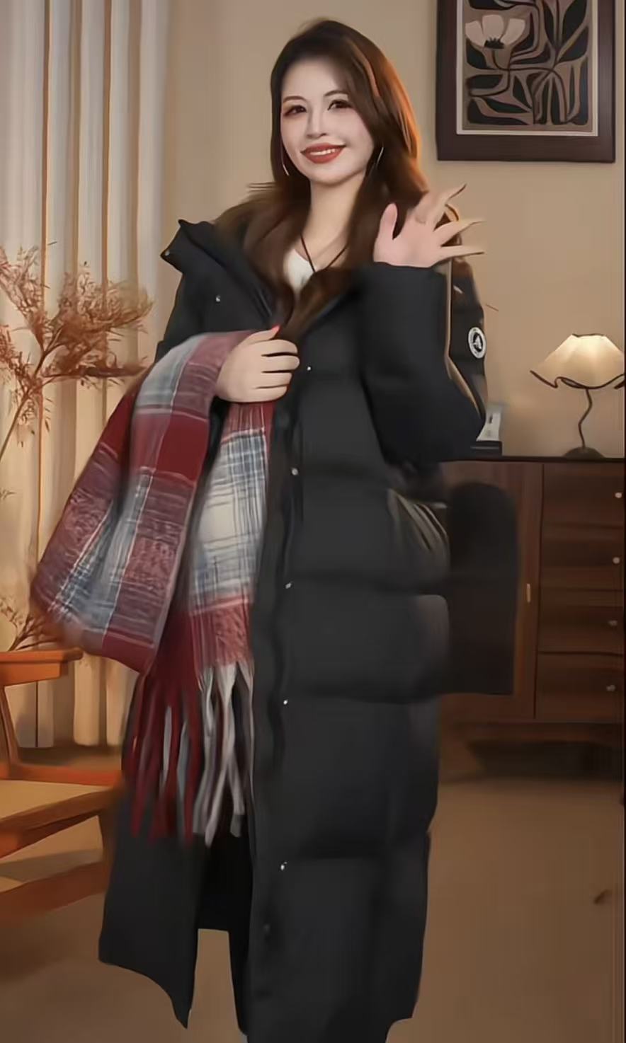 雪山系列2.0 90国标白鹅绒 长款连帽羽绒服88025