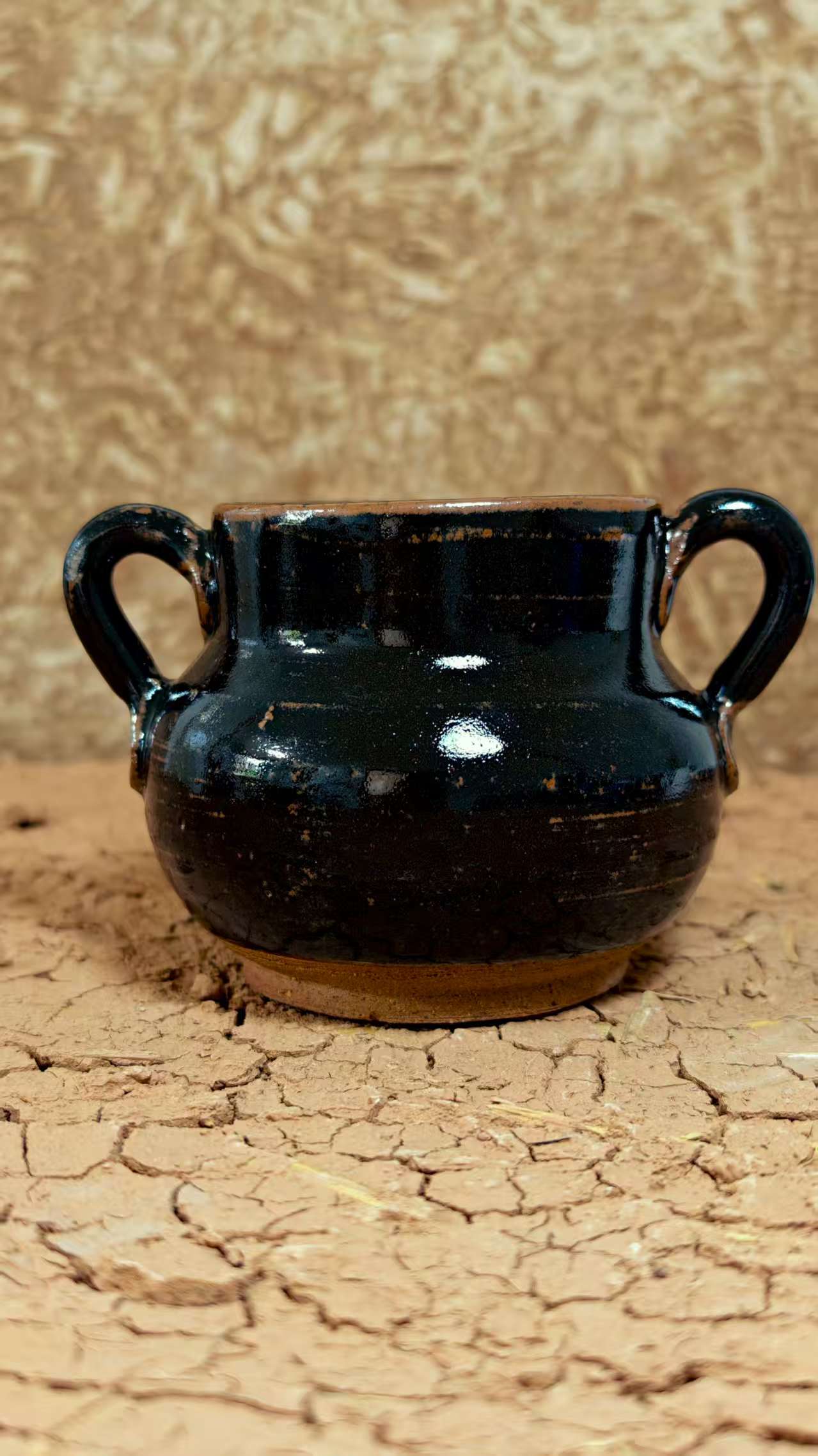 关中李疯子纯手作原矿粗陶黑釉双系罐茶杯复古纯手工茶具陶瓷