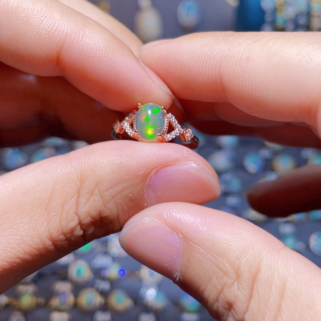 欧泊戒指）银S925镶嵌