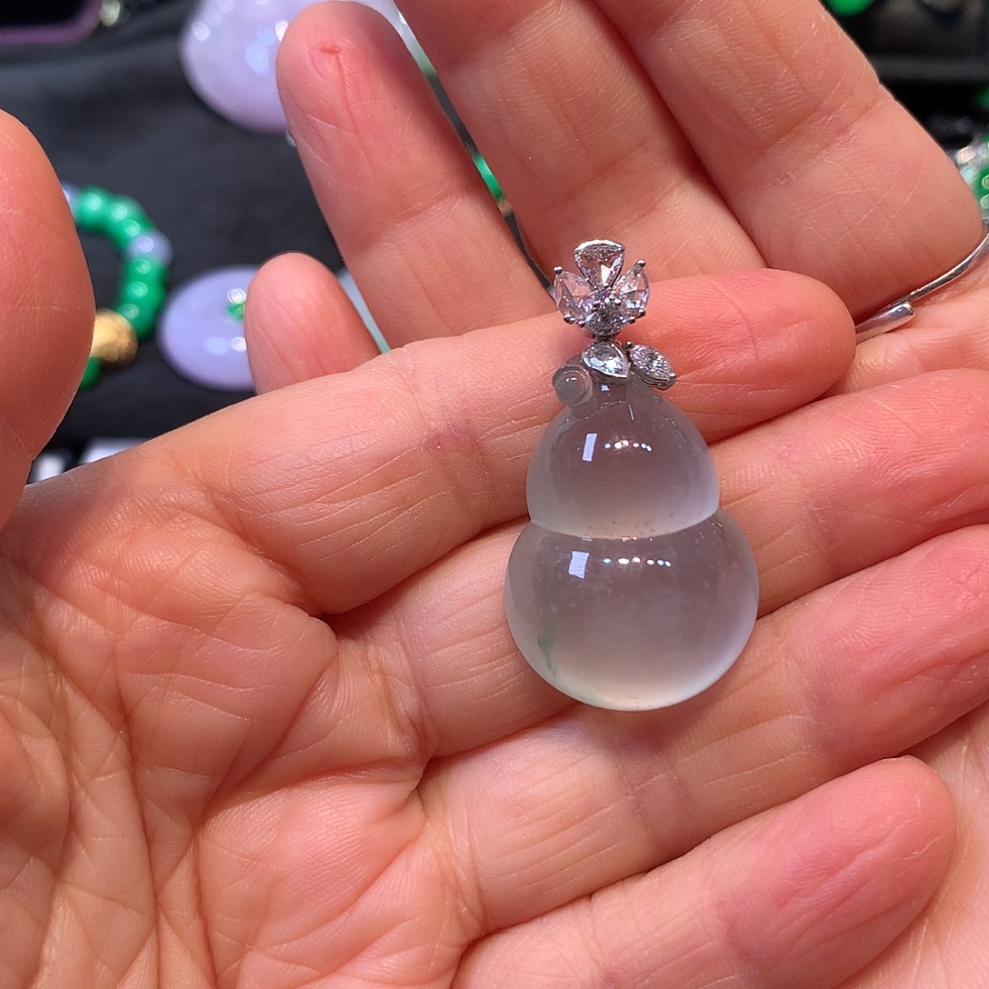 翡翠未镶嵌颈饰天然翡翠A货冰种葫芦吊坠（分单付款）