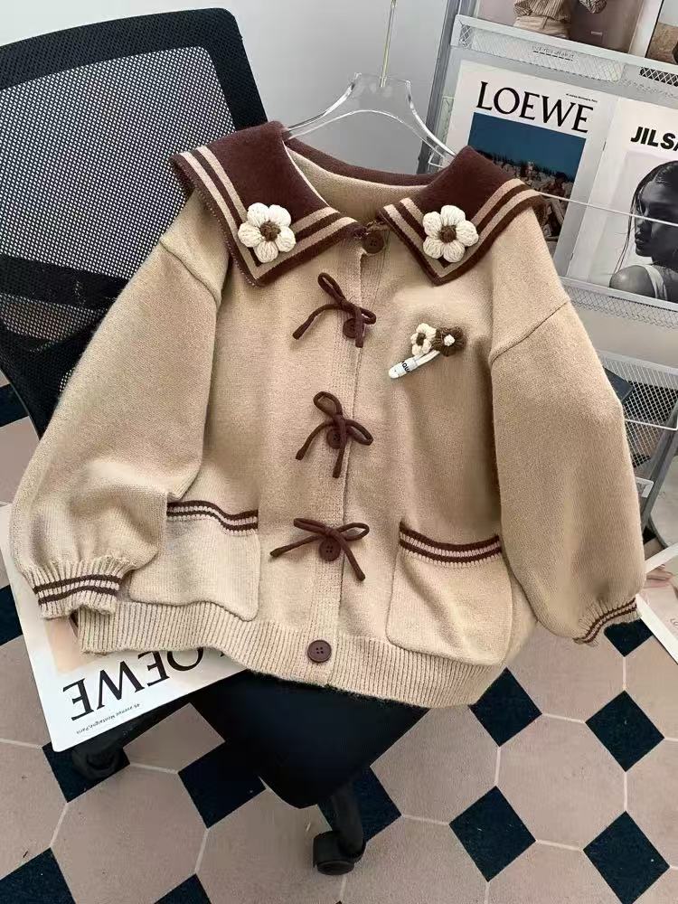 2025毛衣开衫加厚娃娃领男女童