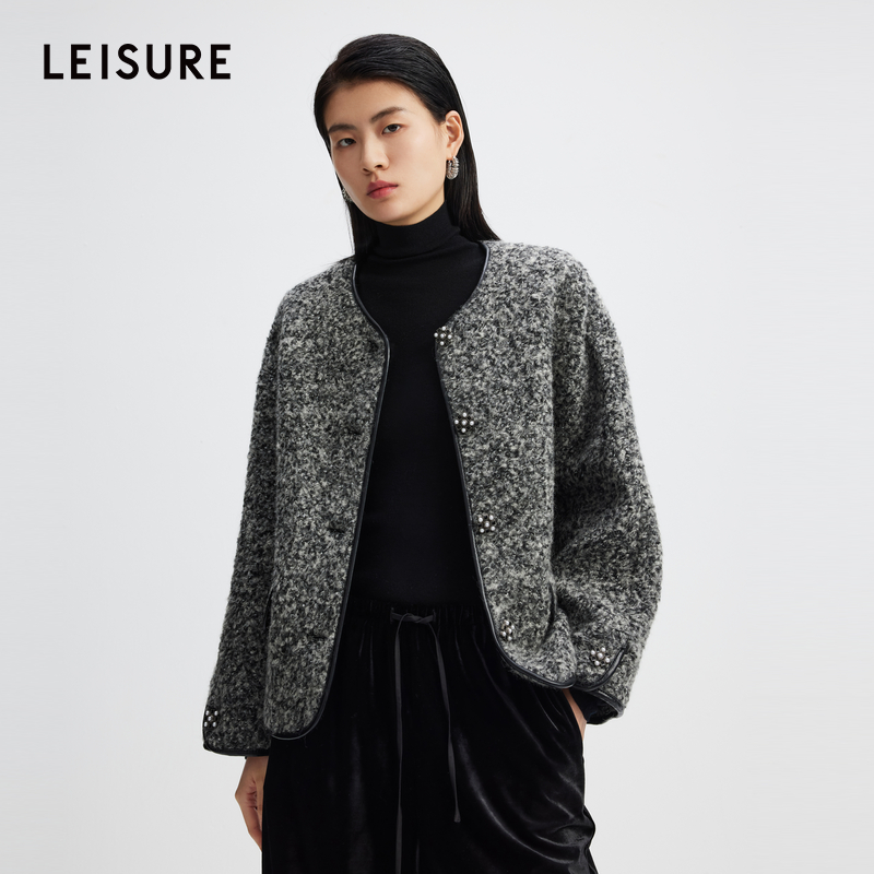 4029-L2430823W00三彩丽雪leisure羊毛混纺小香风短外套精致dbq