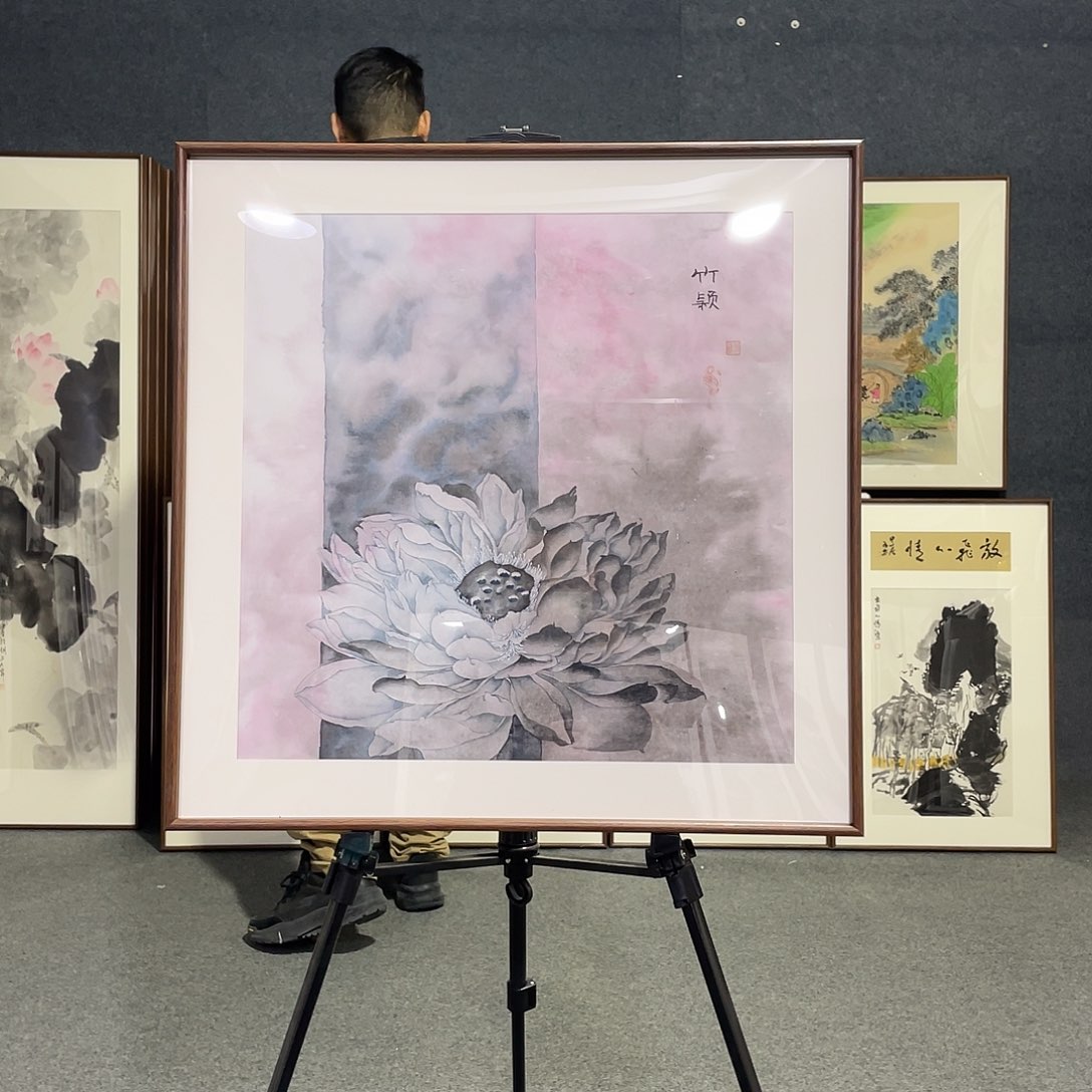 国画手绘画作品带框发货