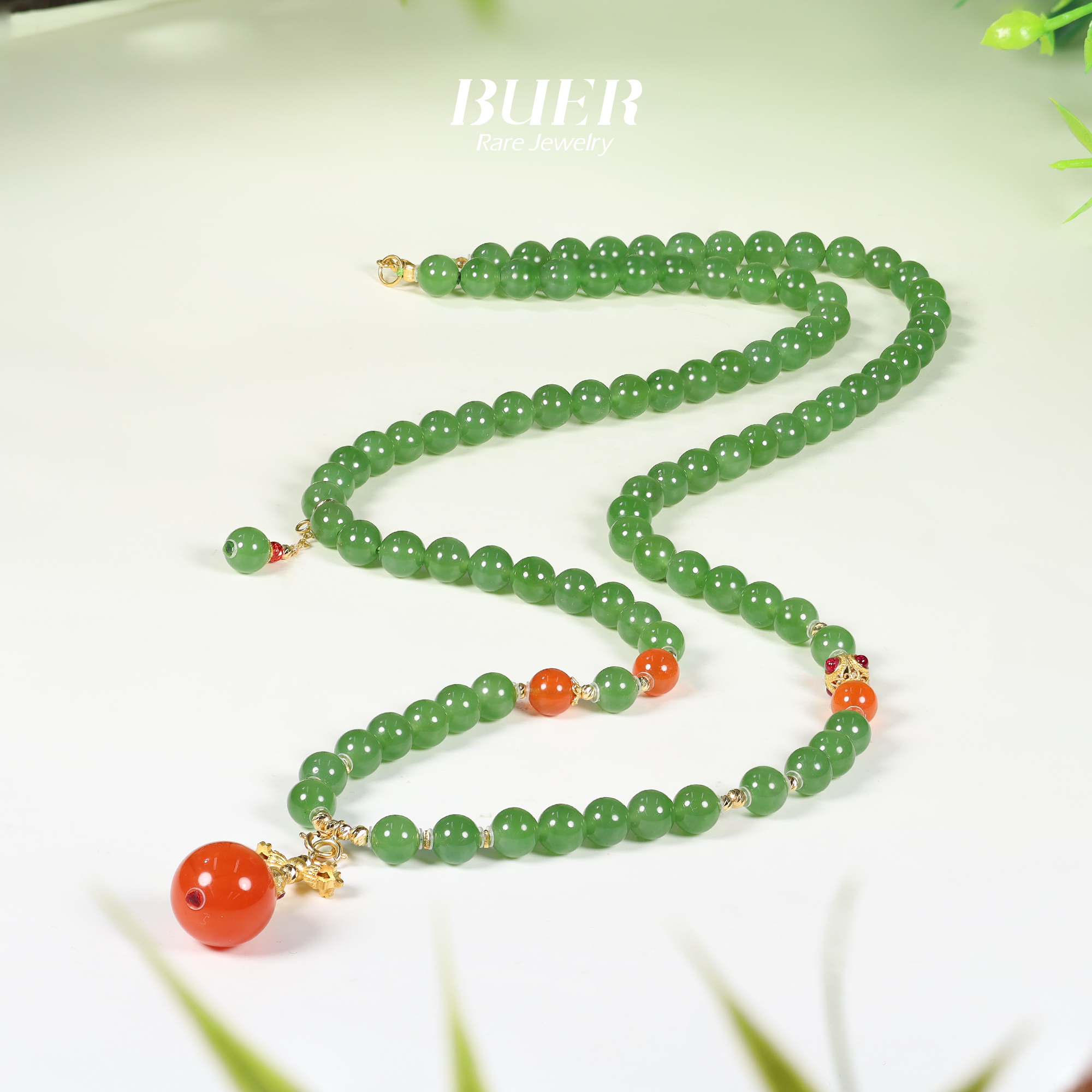 【不二】和田玉碧玉18K金DIY珠链6mm+