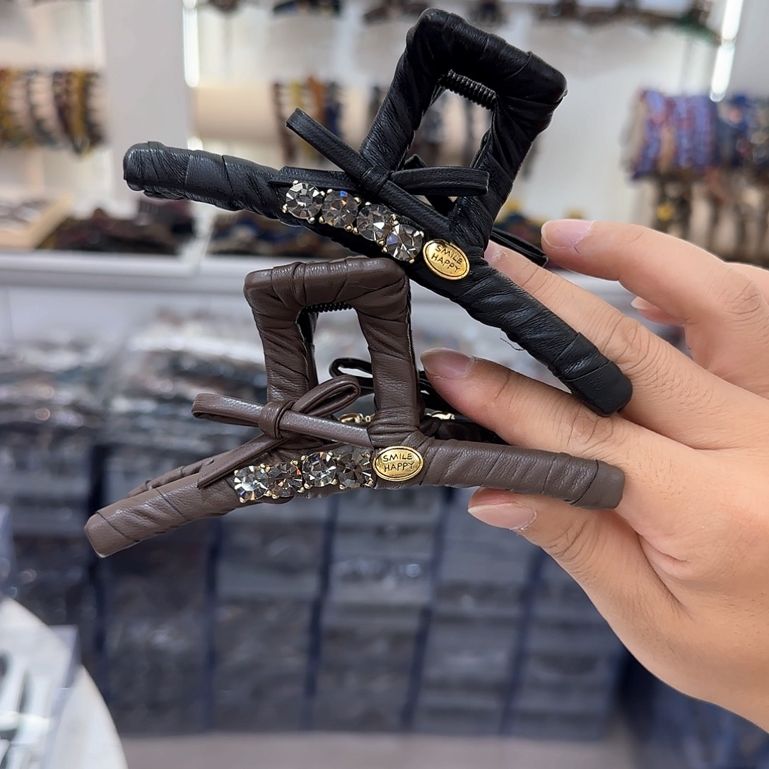 非金属布艺T03皮质抓夹13公分黑色➕咖色