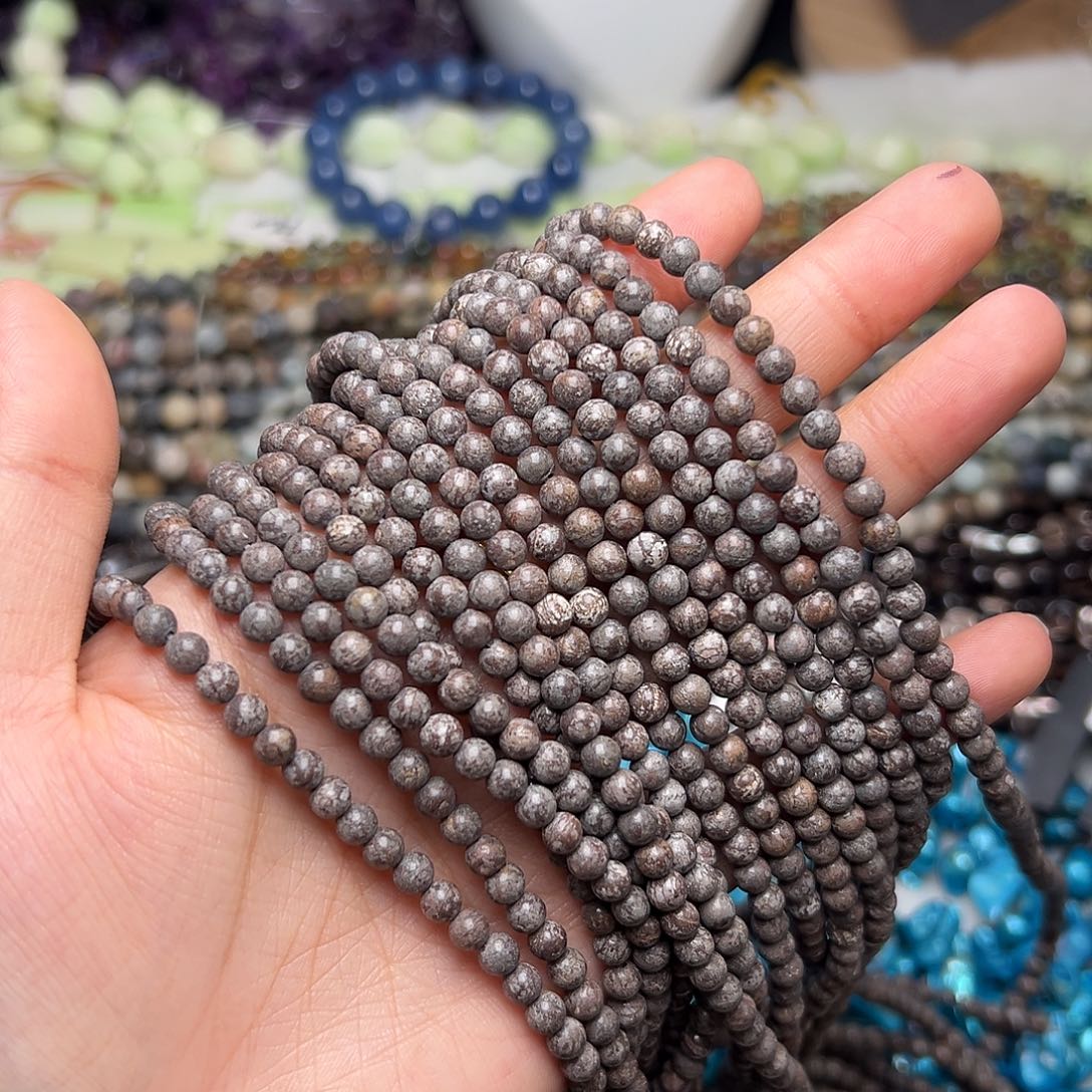 玛瑙/玉髓合金珠宝半成品N75 4mm天然石圆珠一条