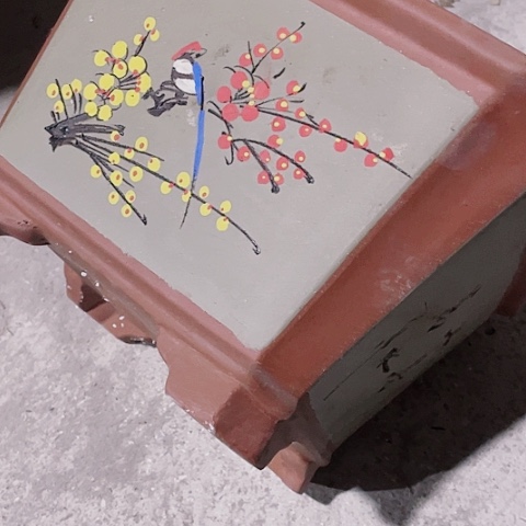 紫砂瑕疵紫砂花盆