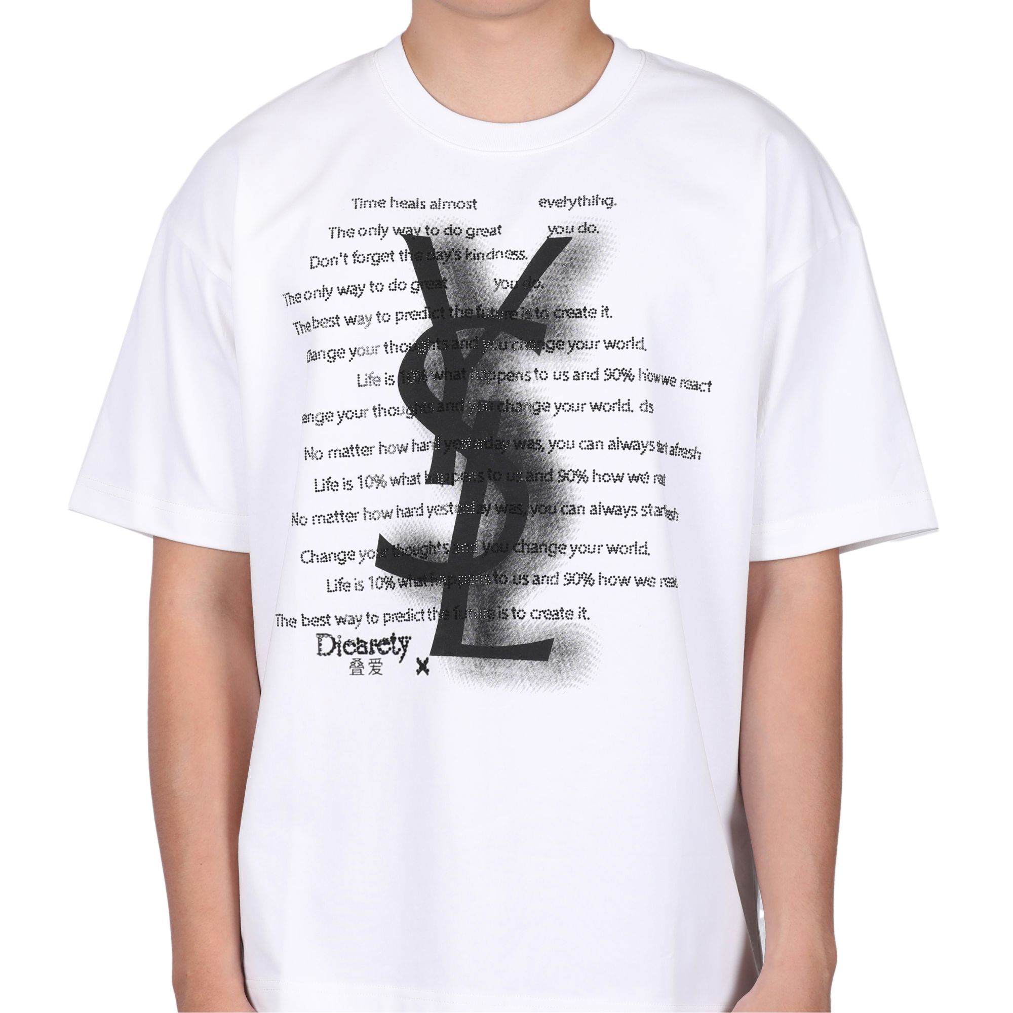 CXJ815 叠爱YSL系列艺术正品联名新款夏季重磅纯棉男女款短袖T恤