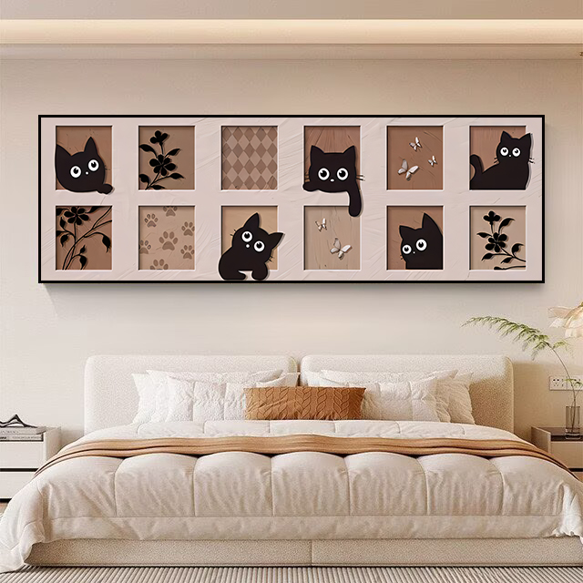 中古风可爱猫咪客厅装饰画法式卧室床头挂画沙发背景墙壁画Z10