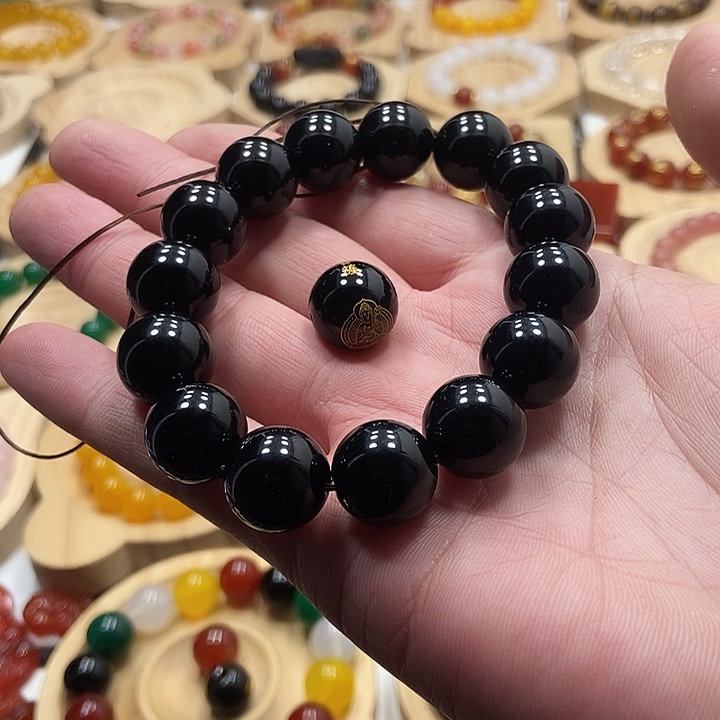 未镶嵌黑曜岩手链天**缘