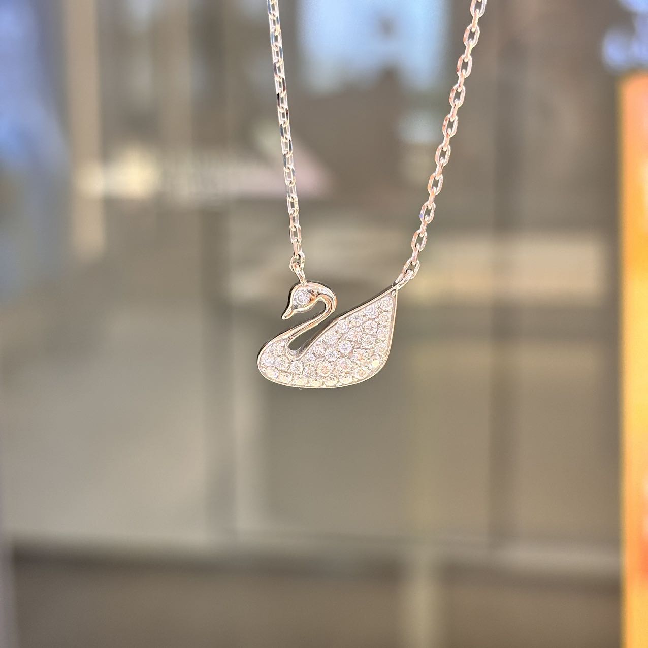 pt950铂金镶嵌天鹅套链