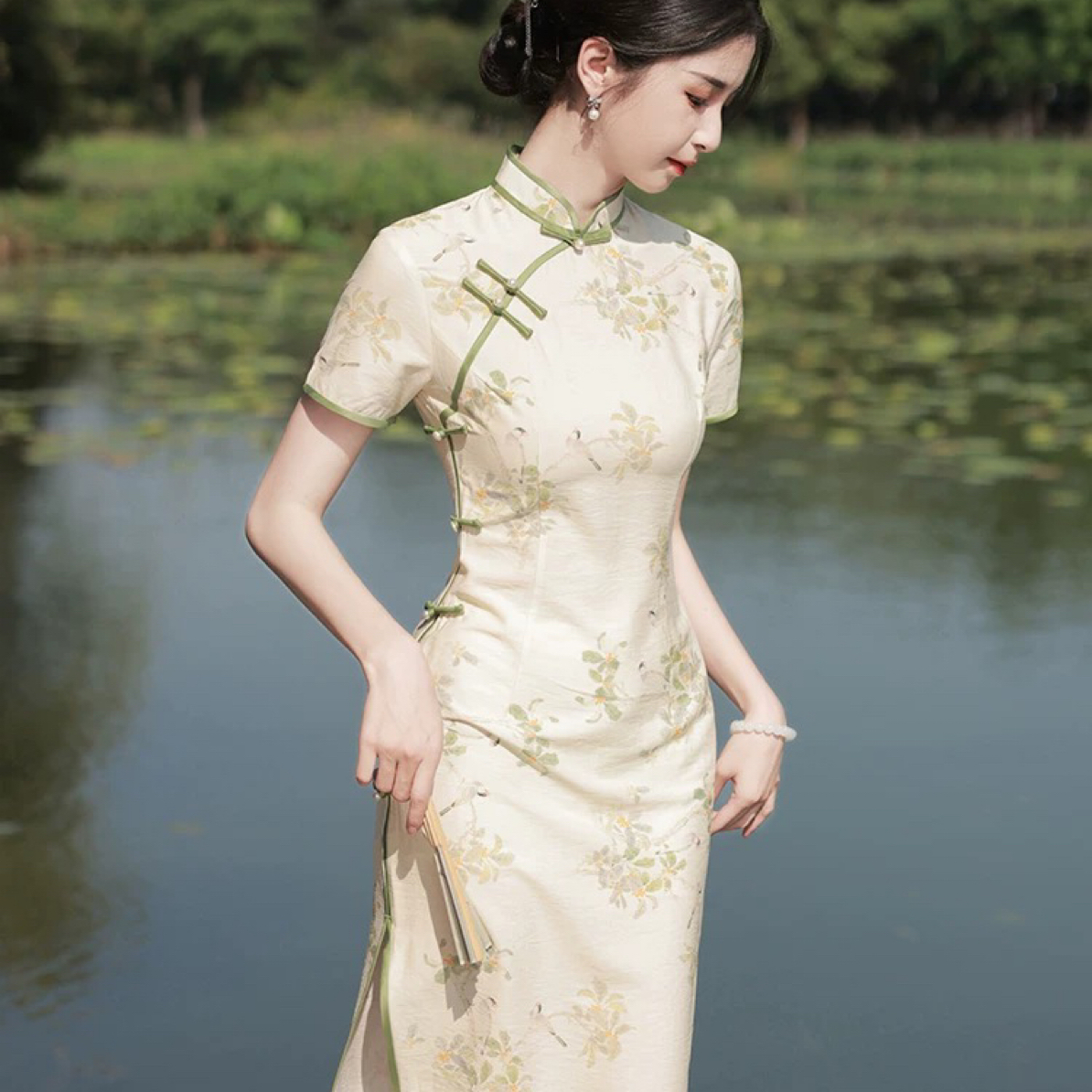 【3044 喜事登门 清新绿】显瘦气质修身优雅复古旗袍