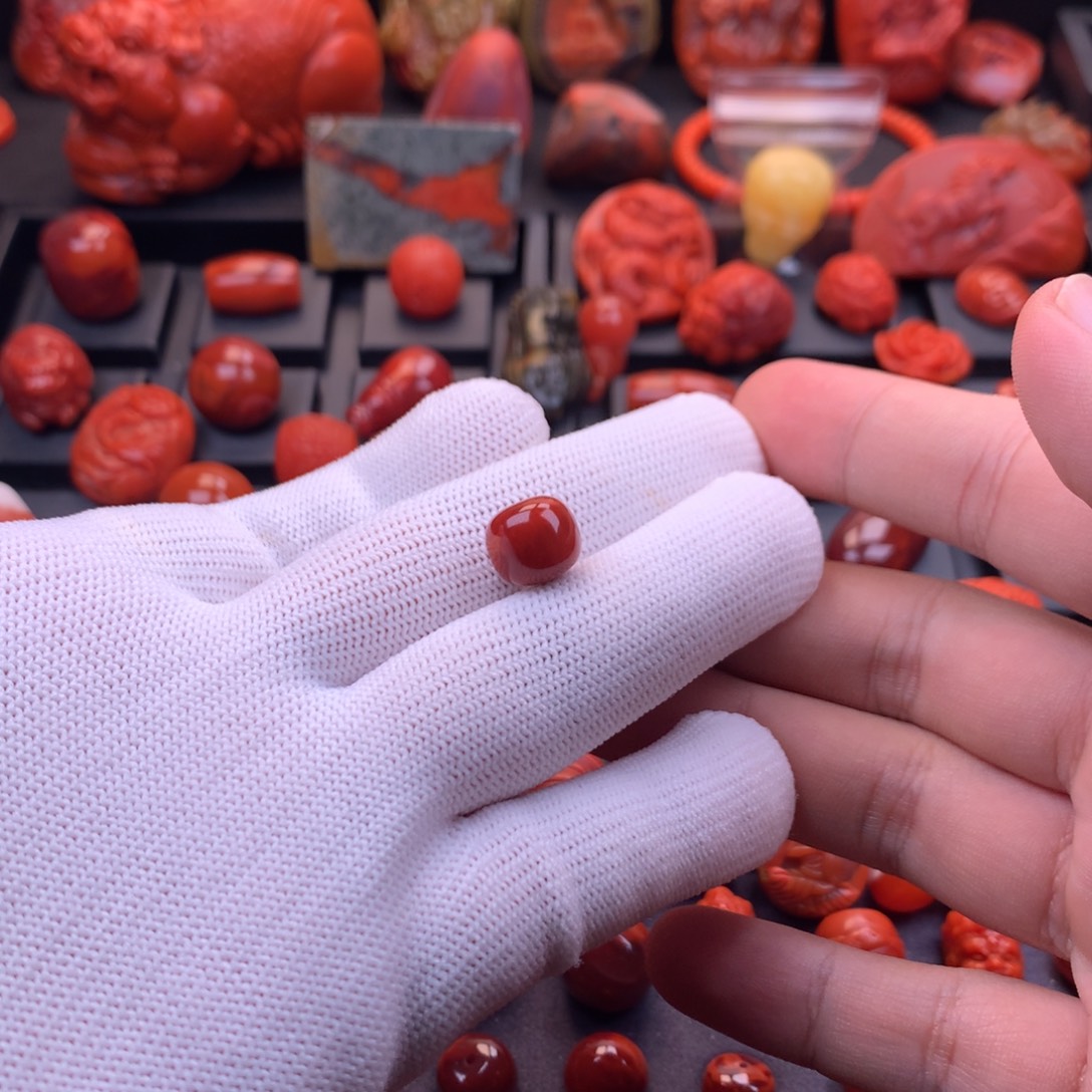 南红玛瑙未镶嵌川料瓦西原矿玫红火焰老型单珠11mm