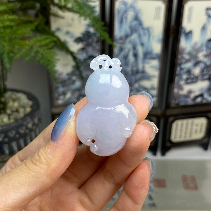 冰种淡春彩佛手挂件 天然翡翠A货 