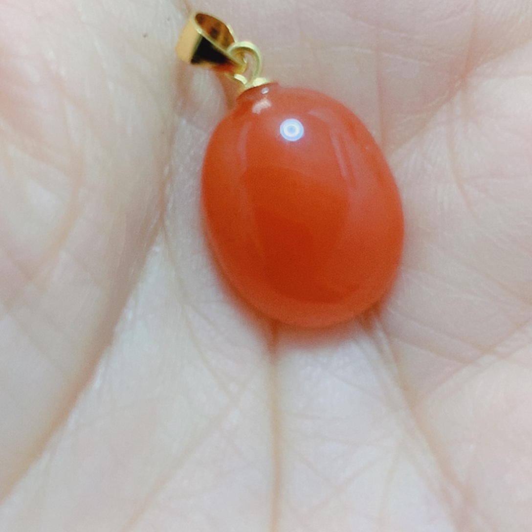 南红玛瑙银S925镶嵌吊坠(不含链)