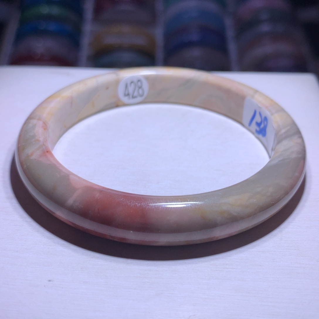 水晶银S925镶嵌手镯海洋碧玉60.2圈428