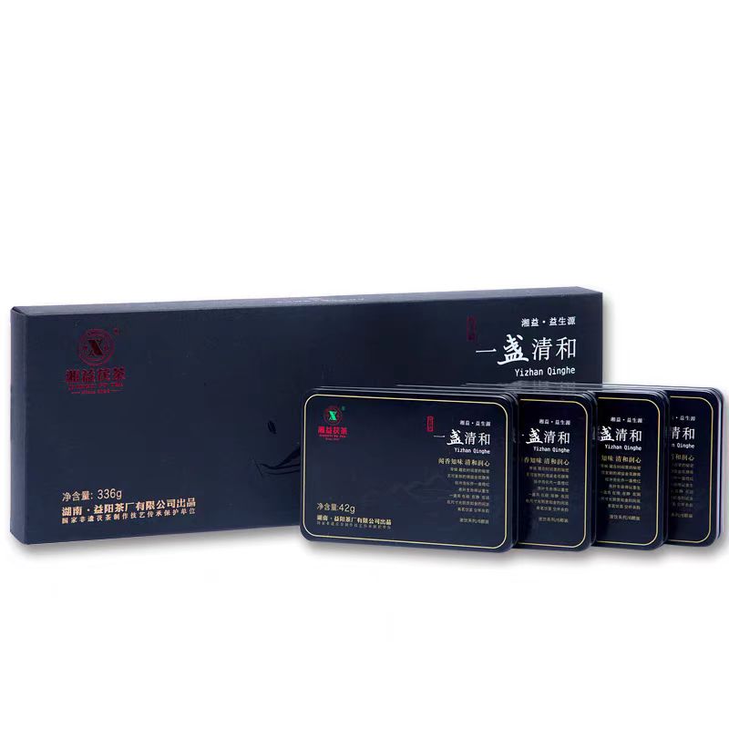 湘益茯茶安化金花茯砖茶颗粒2020年一盏清和336g整条装