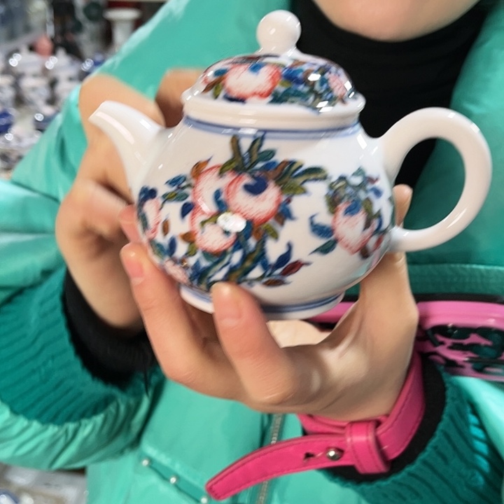 瓷片景德镇陶瓷茶盘。红。