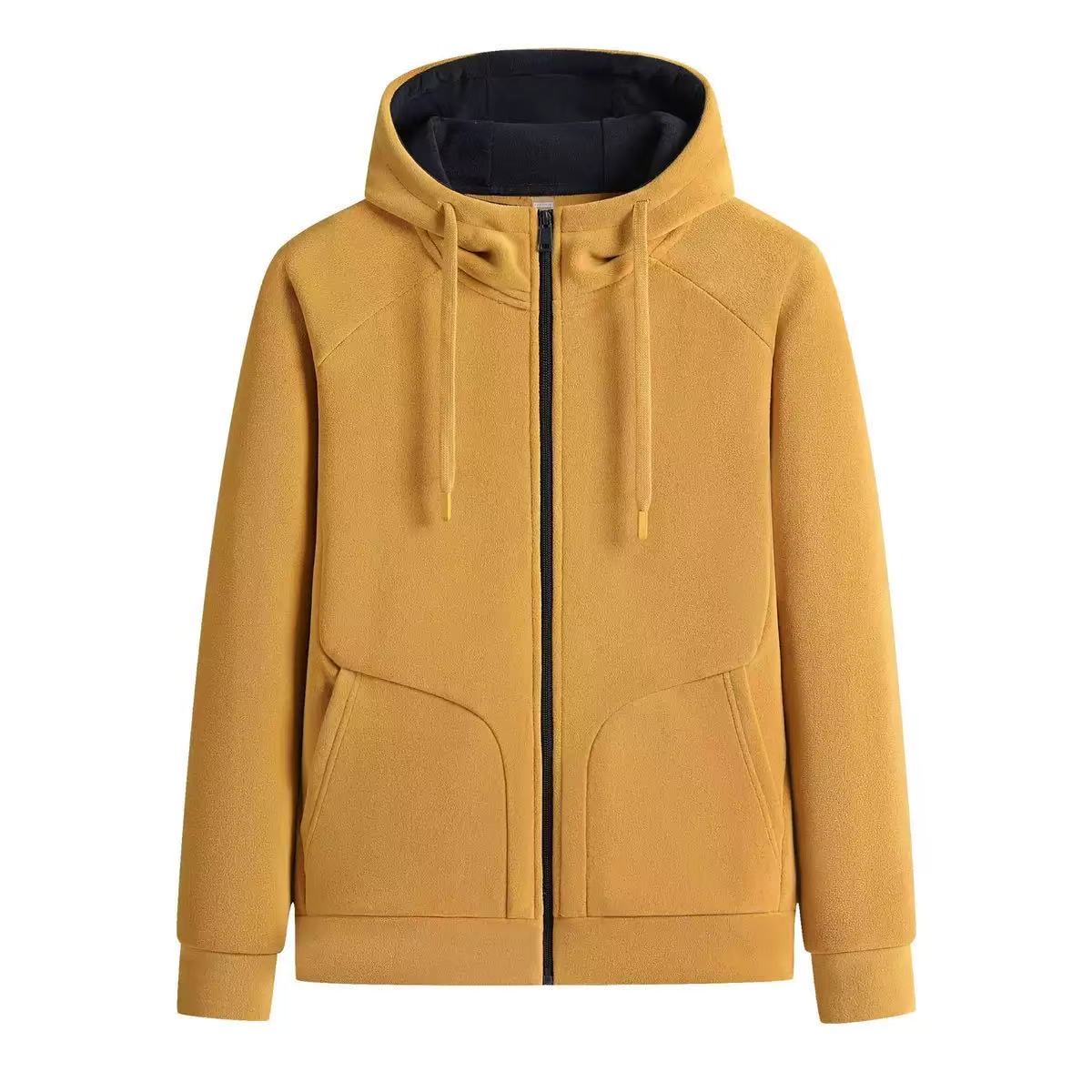 嘉莉丹:56898#女士秋冬户外特厚保暖连帽奥粒绒抓绒宽松开衫外套