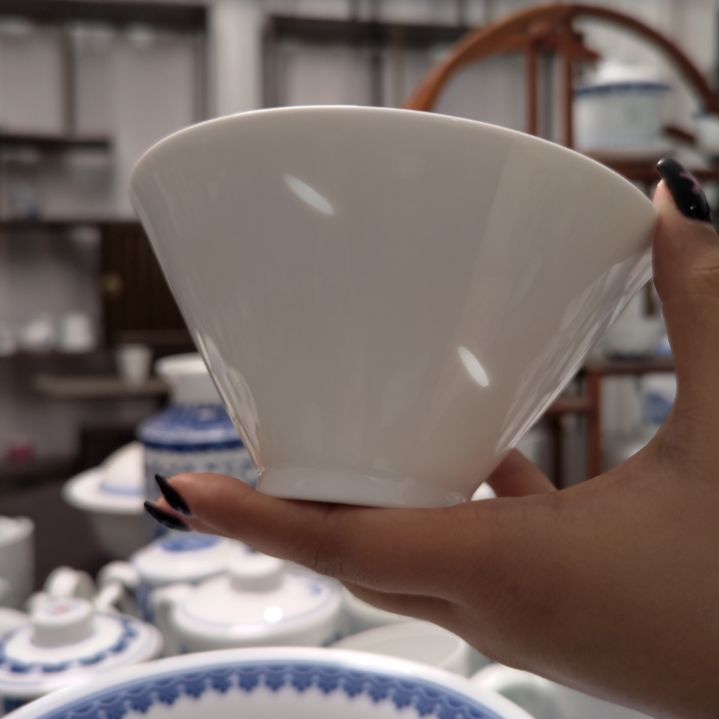 陶瓷纯白米粒斗笠5寸饭碗一个
