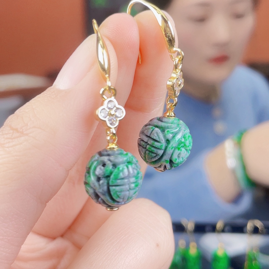 翡翠未镶嵌耳饰饰品