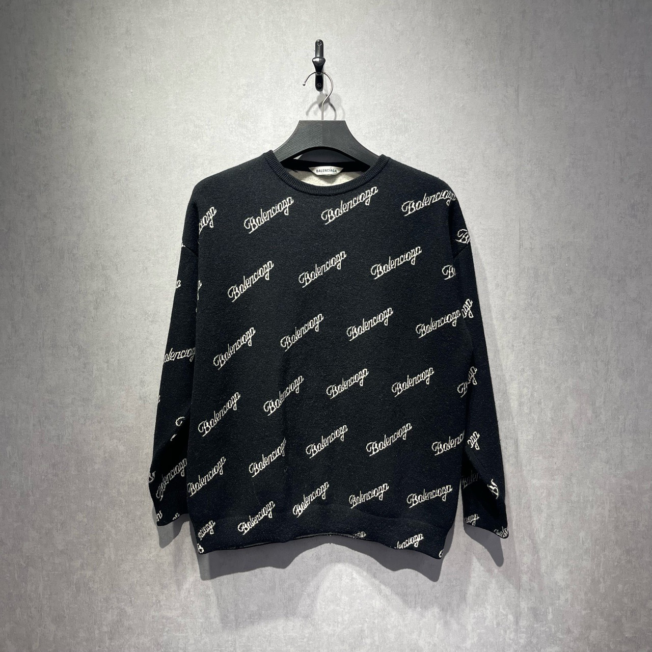99新 Balenciaga/巴黎世家 logo满印毛衣/S码/DY213461/柜10800