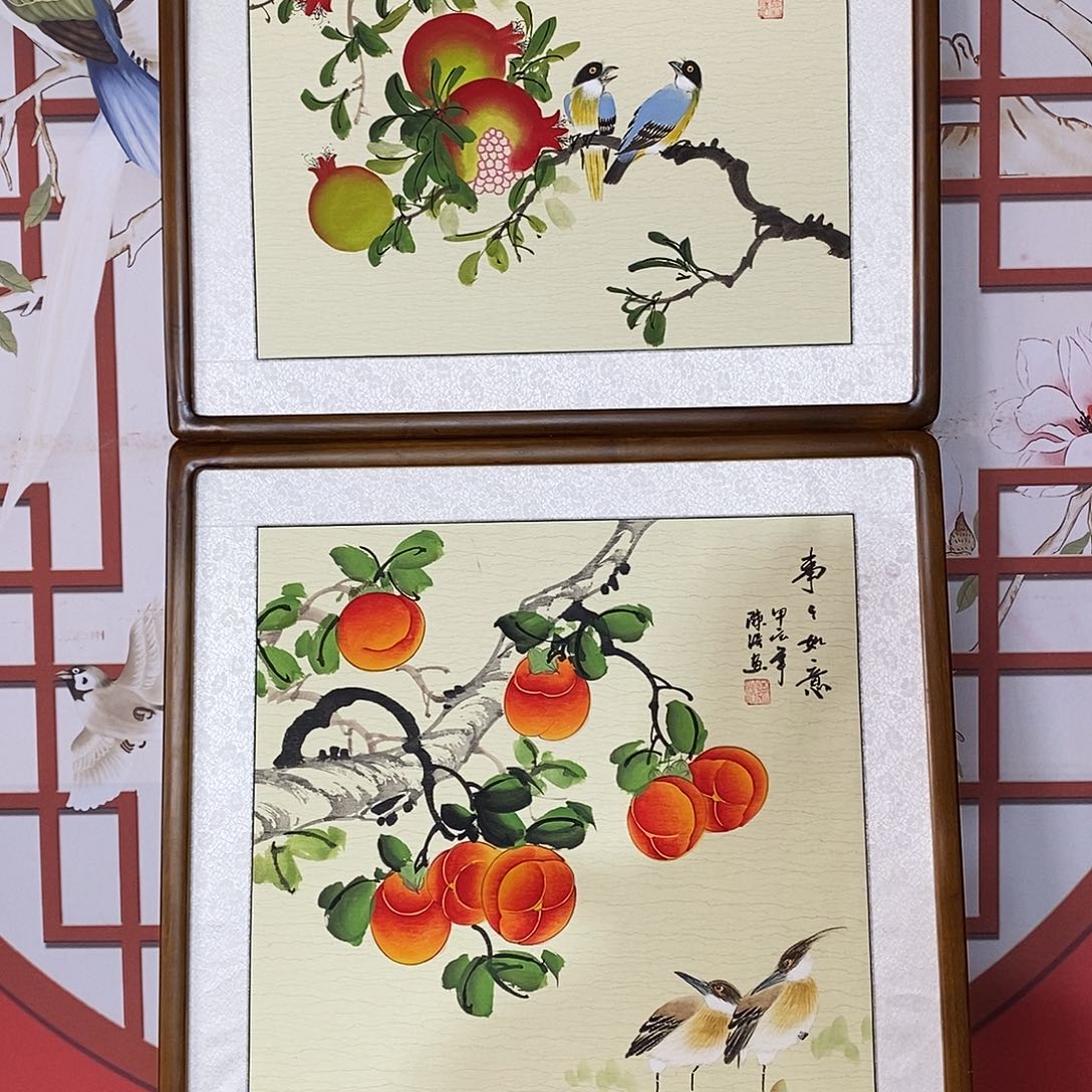 国画带框尺寸63✖️63手绘包邮