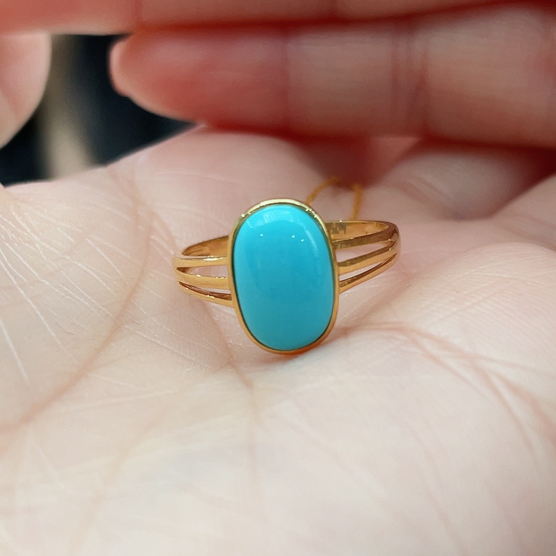 绿松石戒指18K金镶嵌