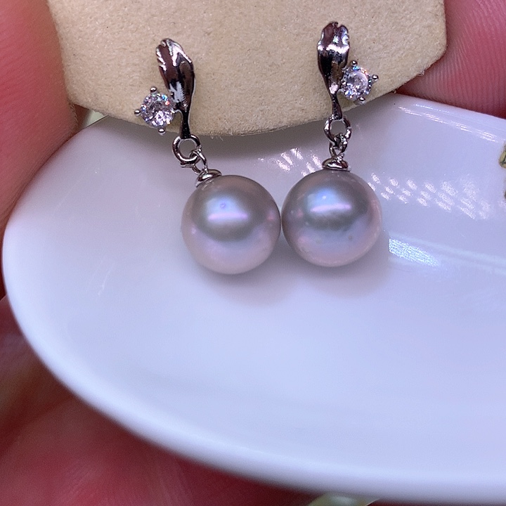 银S925镶嵌耳饰淡水珍珠