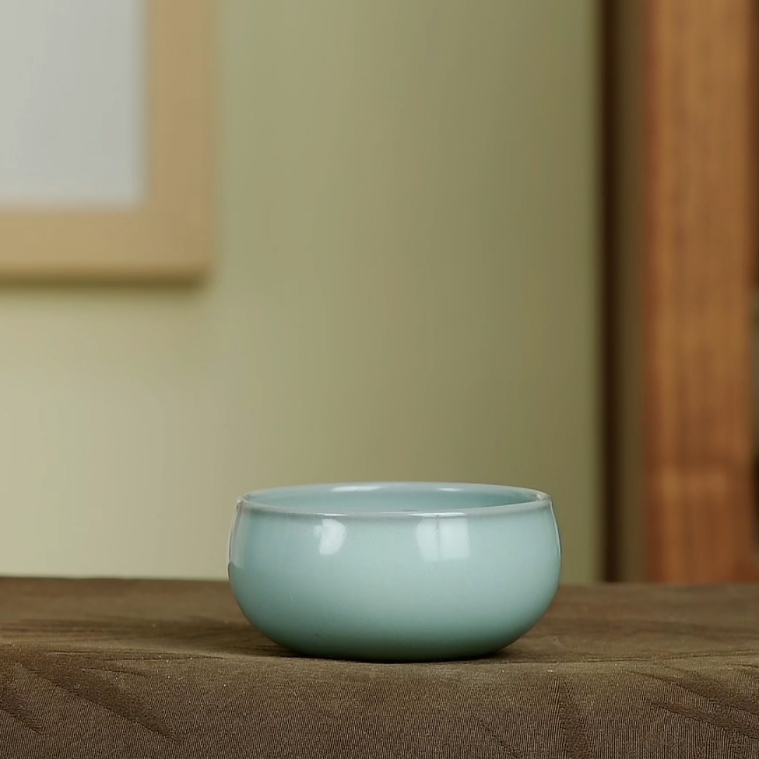龙泉青瓷手工主人杯黑美黒胎粉青小可爱小钵杯茶杯家用陈卫武陶瓷