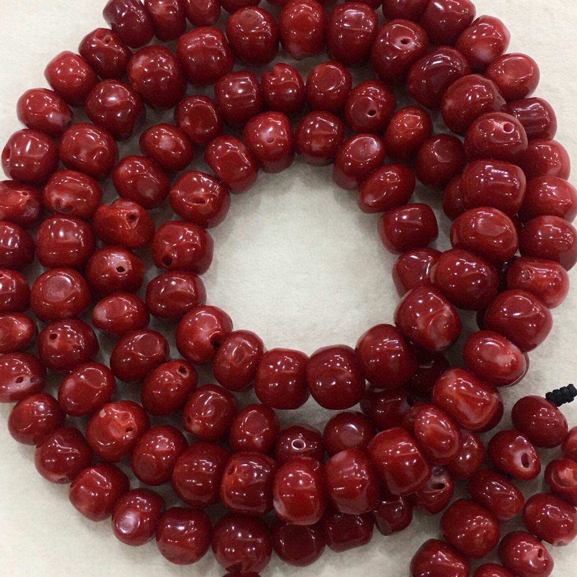 红珊瑚阿卡鼓珠108手串