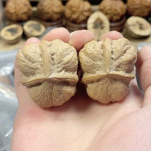 文玩核桃把件碟桩玉璧带彩39