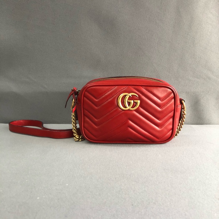 95新 GUCCI/古驰 拾锦奢品 GUCCI古驰红色马蒙相机单肩包