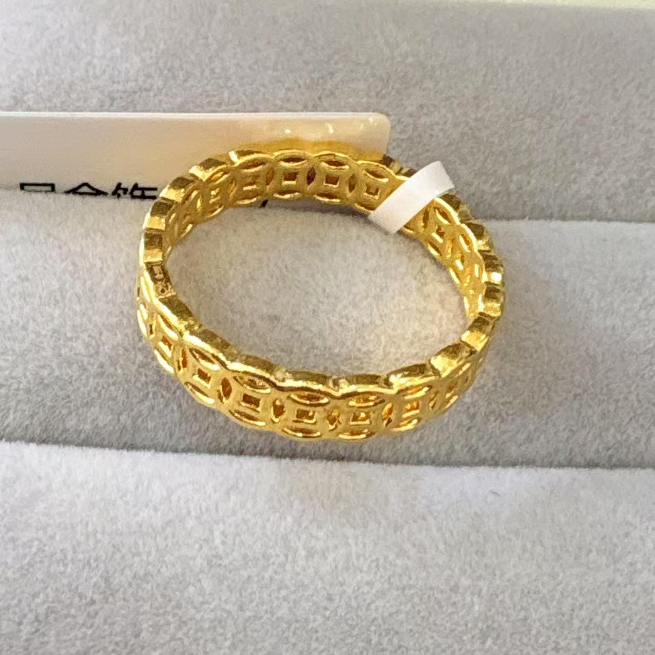 【木木专享】足金999饰品 钱多多戒指 12# 0.99 GP