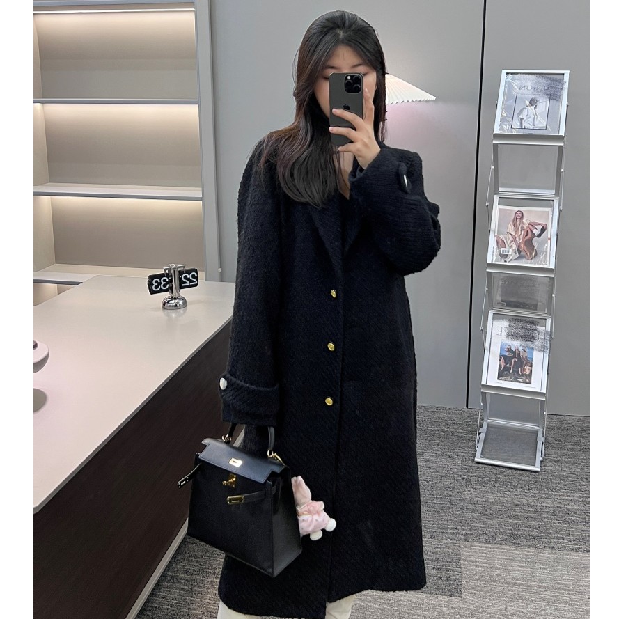 秋冬新款设计腰带毛呢大衣外套V1049