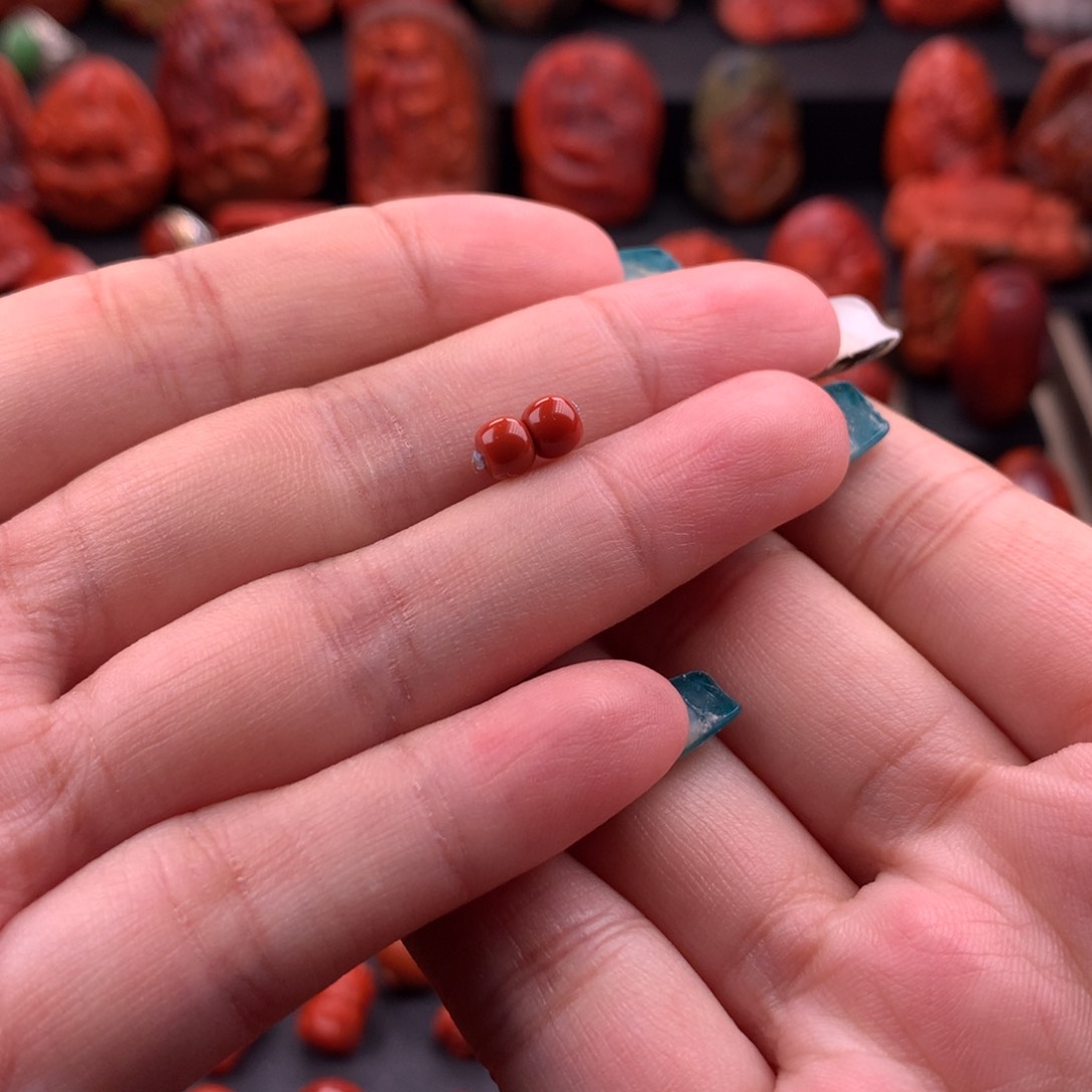 南红玛瑙南红川料老型对珠5mm未镶嵌
