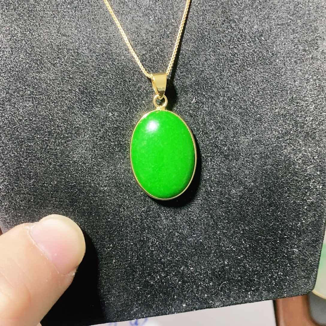 翡翠颈饰14K金镶嵌吊坠