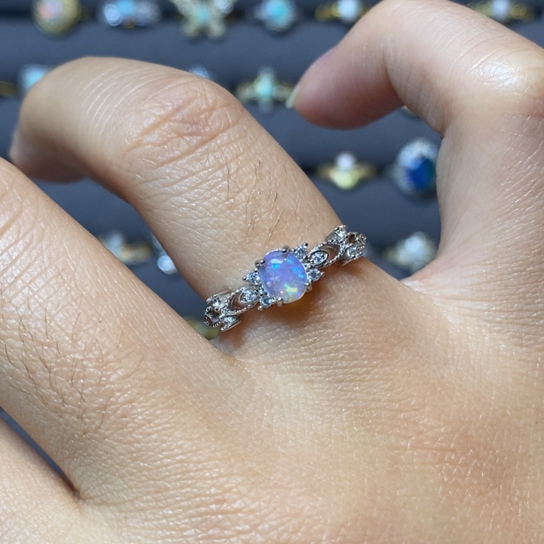 欧泊珠宝奇石银S925镶嵌戒指