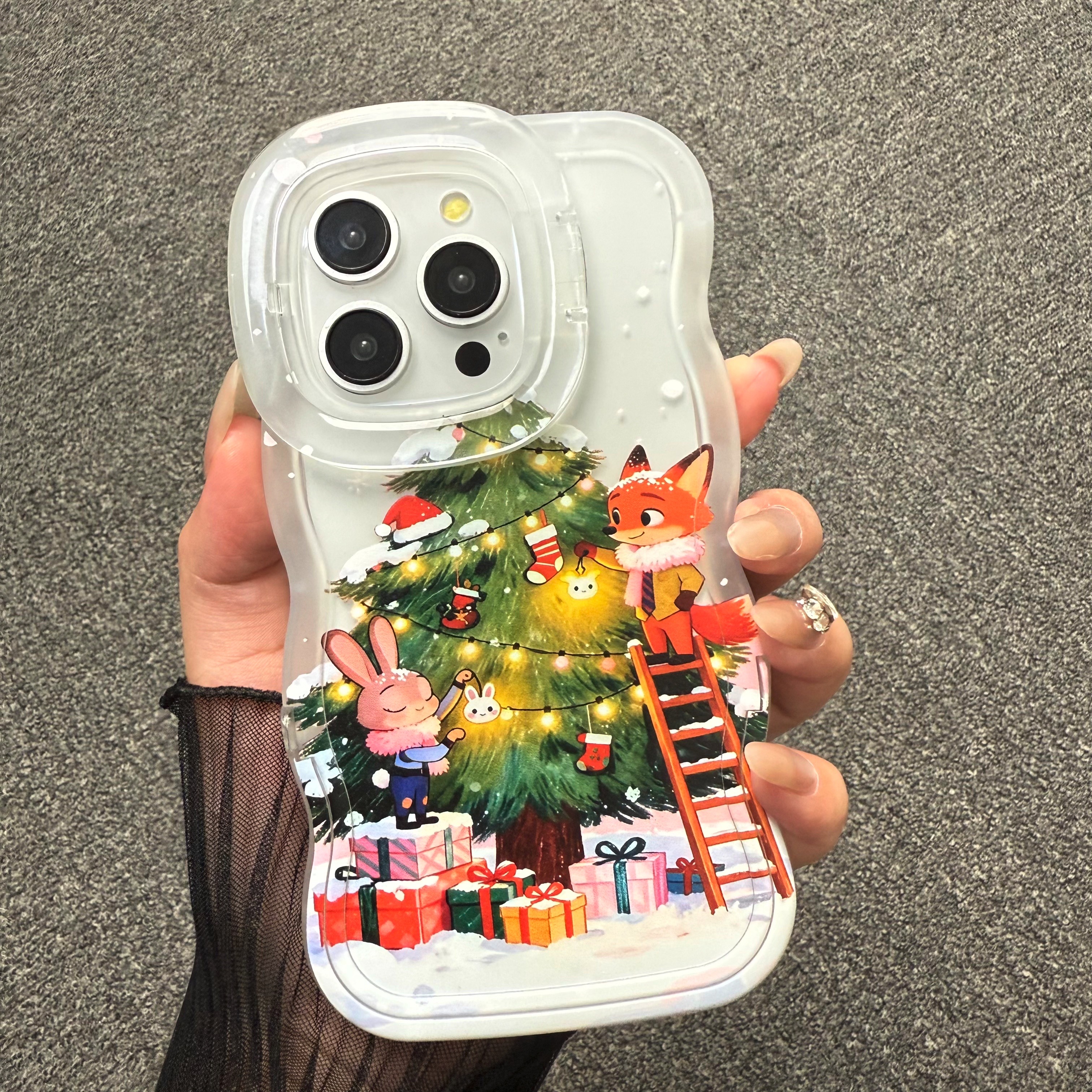 圣诞挂灯朱迪尼克适用于苹果手机壳隐形双支架手机壳