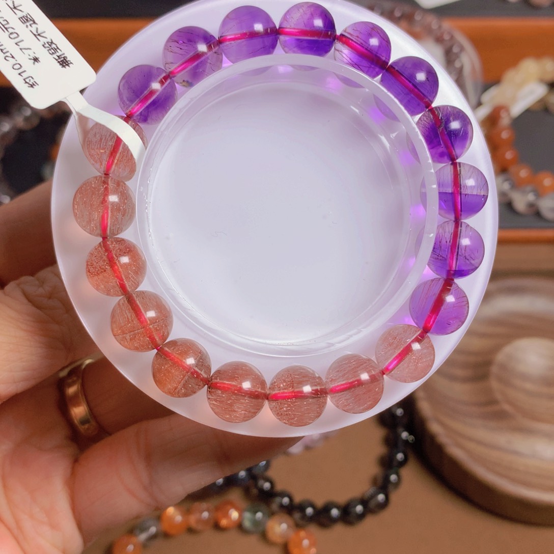 水晶手链未镶嵌紫红超七