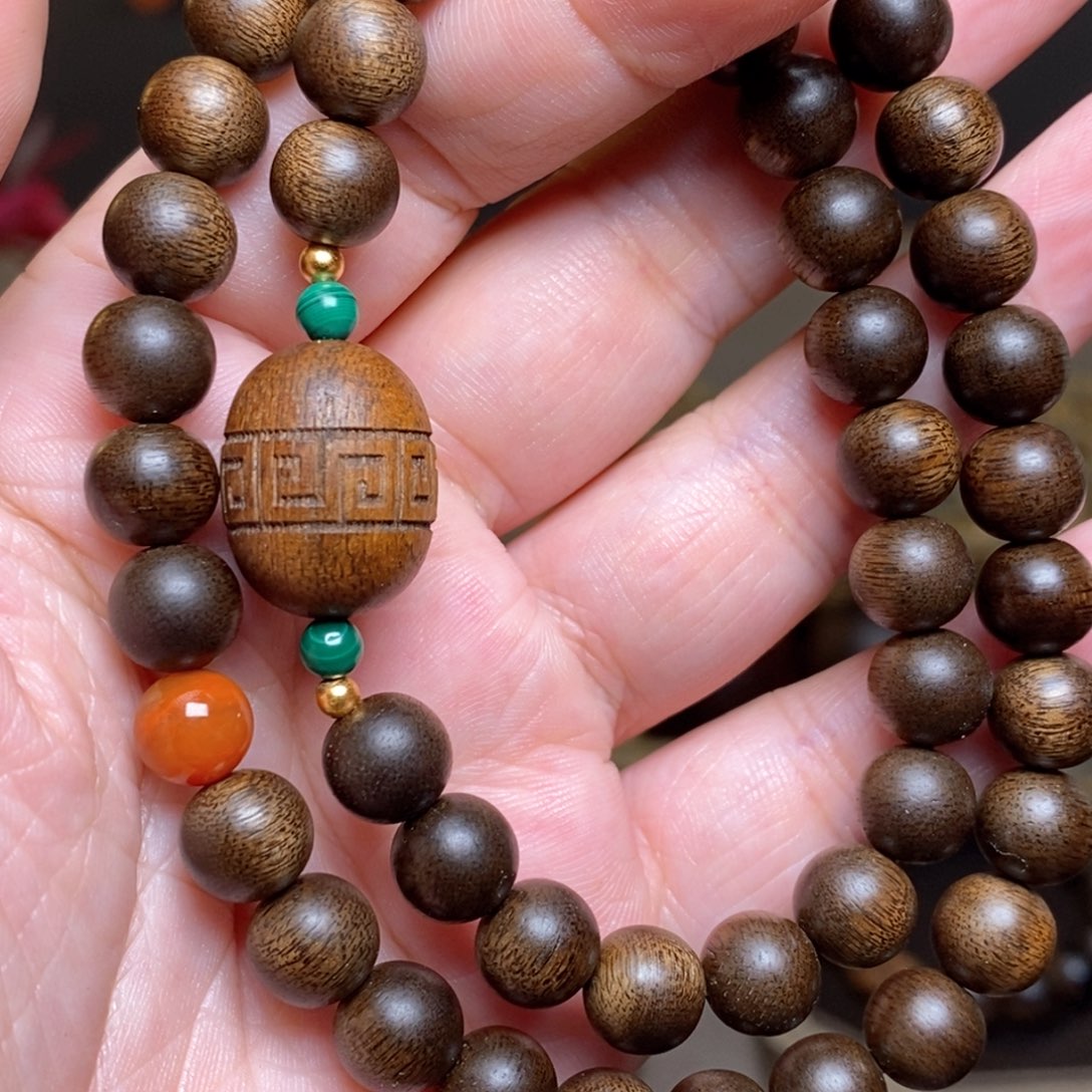 沉香手串越南芽庄紫棋楠08➕富森红土沉香木雕