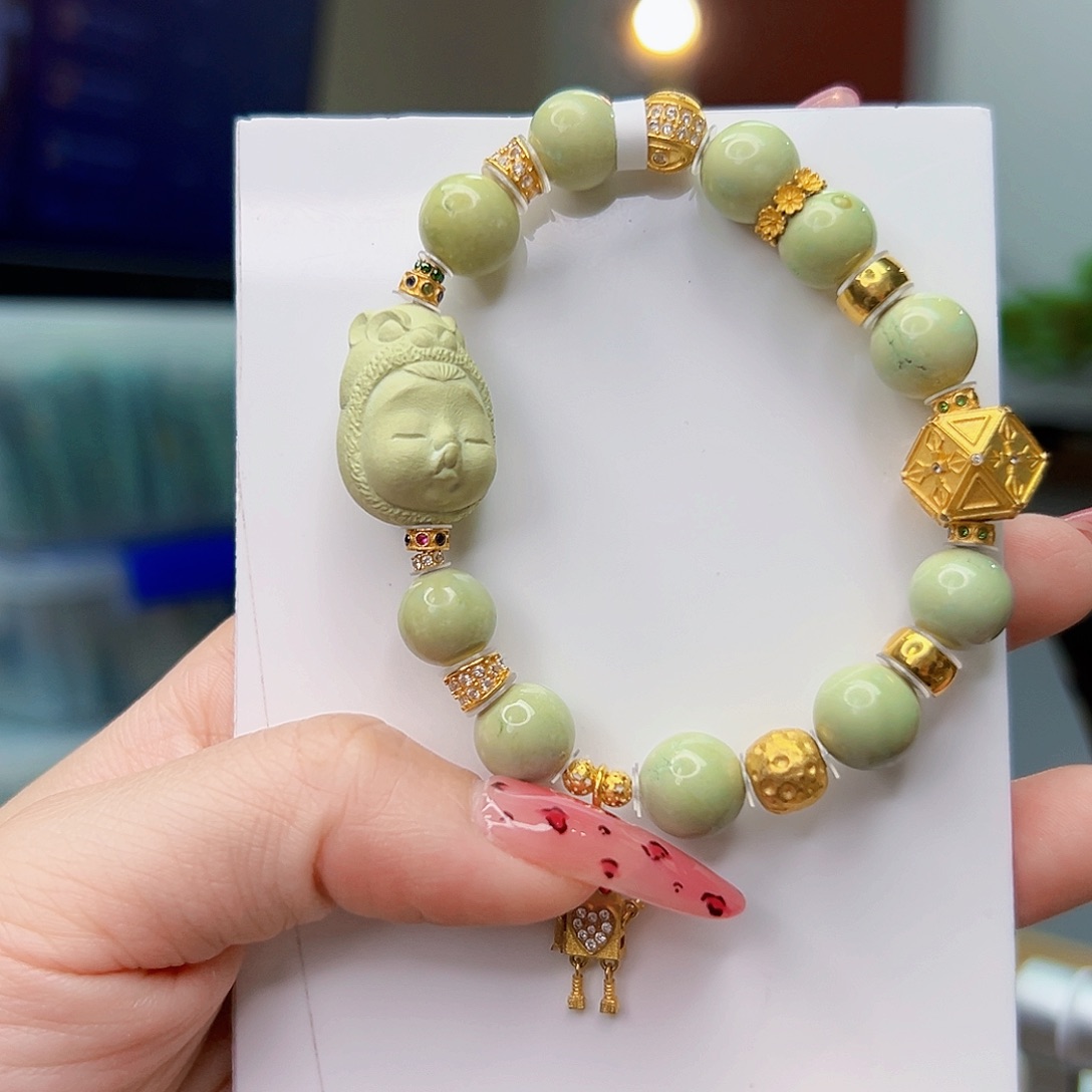 绿松石珠宝奇石18K金镶嵌