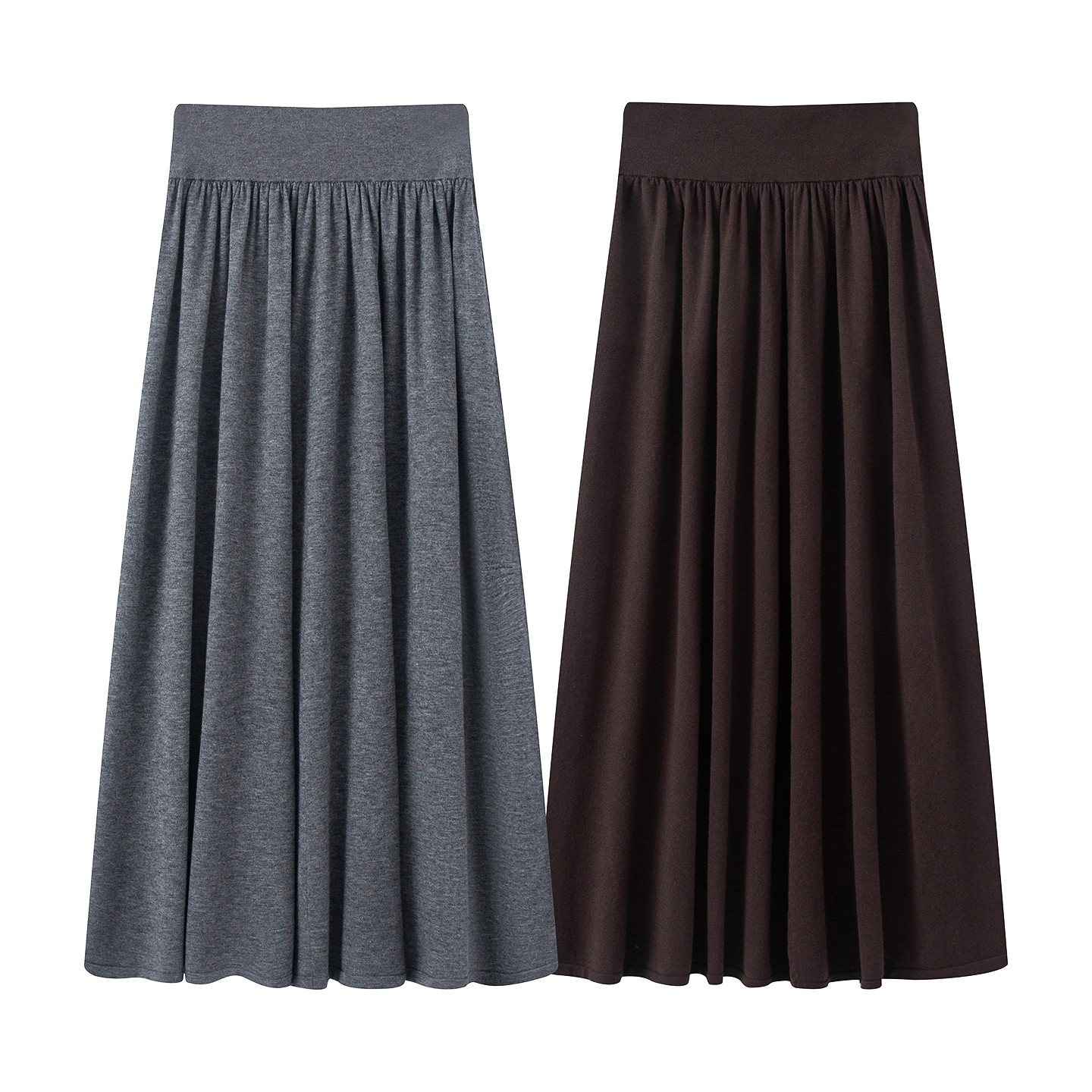 迪家商场同款2025冬上新高腰显瘦直筒针织裙中长款百褶裙W121130