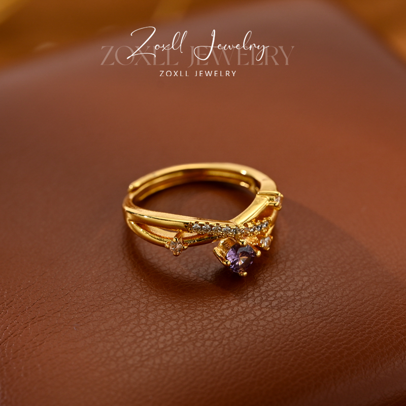 ZOXLL闪耀立体星河环绕开口可调节戒指韩系冬季百搭