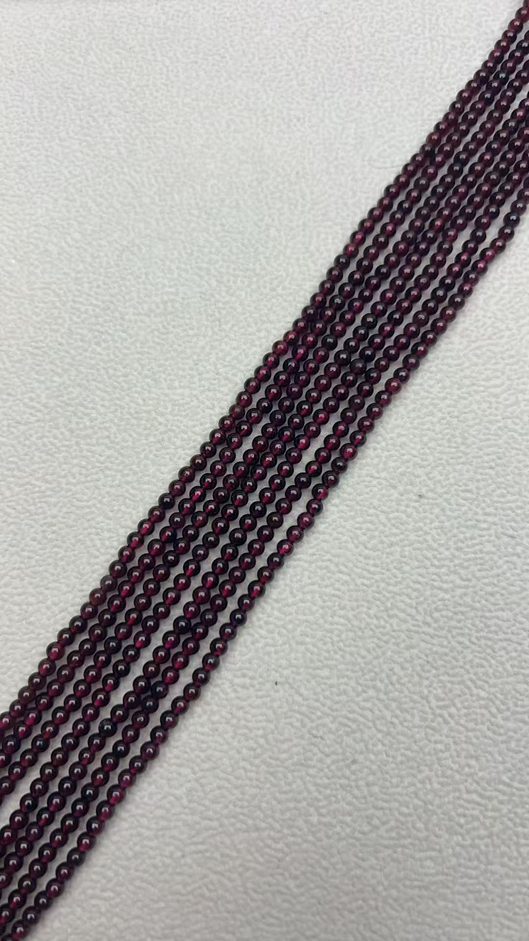 酒红石榴石纯天然美女石3mm+散珠圆珠diy饰品半成品配件手作