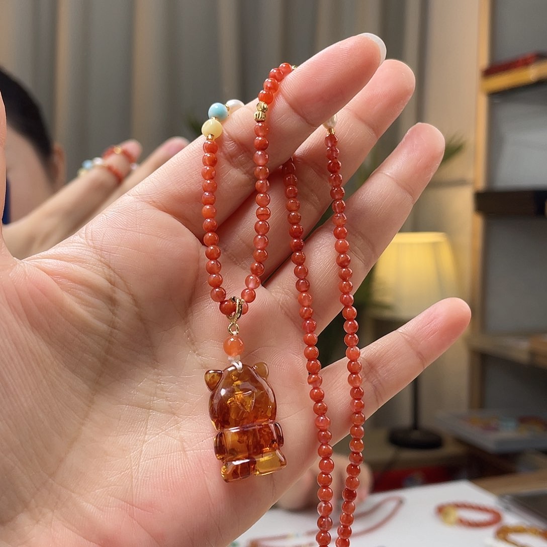琥珀手链未镶嵌琥珀吊坠
