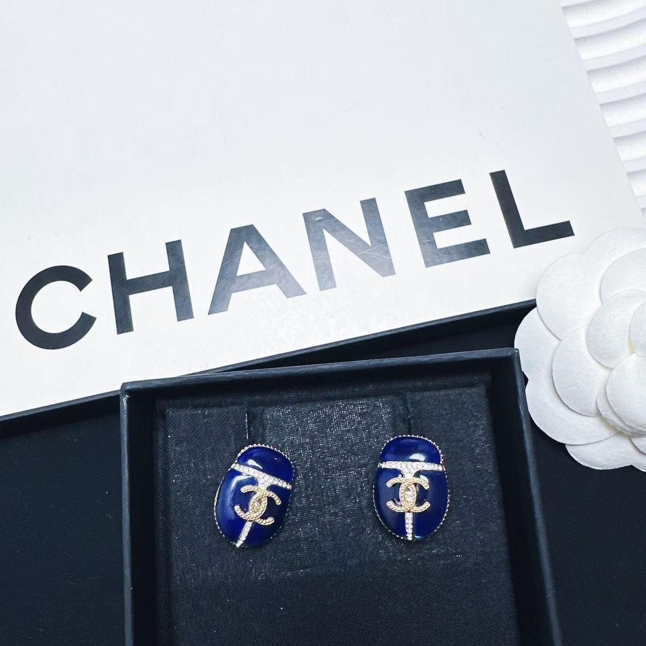 95新 Chanel/香奈儿 柚礼中古/香奈儿埃及系列圣甲虫耳钉CC502012