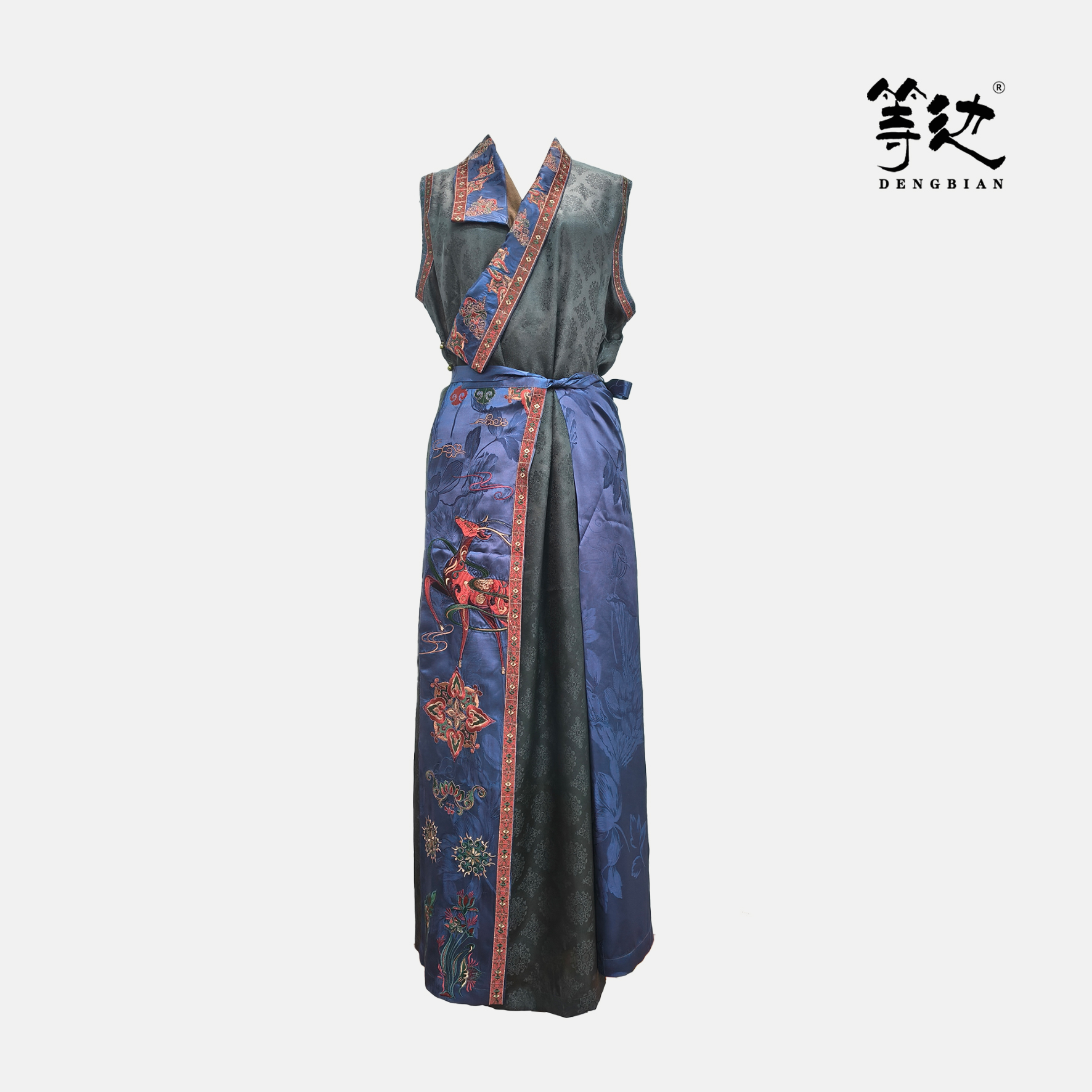 【等边·九色鹿系列】九色鹿彩金绣无袖藏袍连衣裙  DB-Q250023 