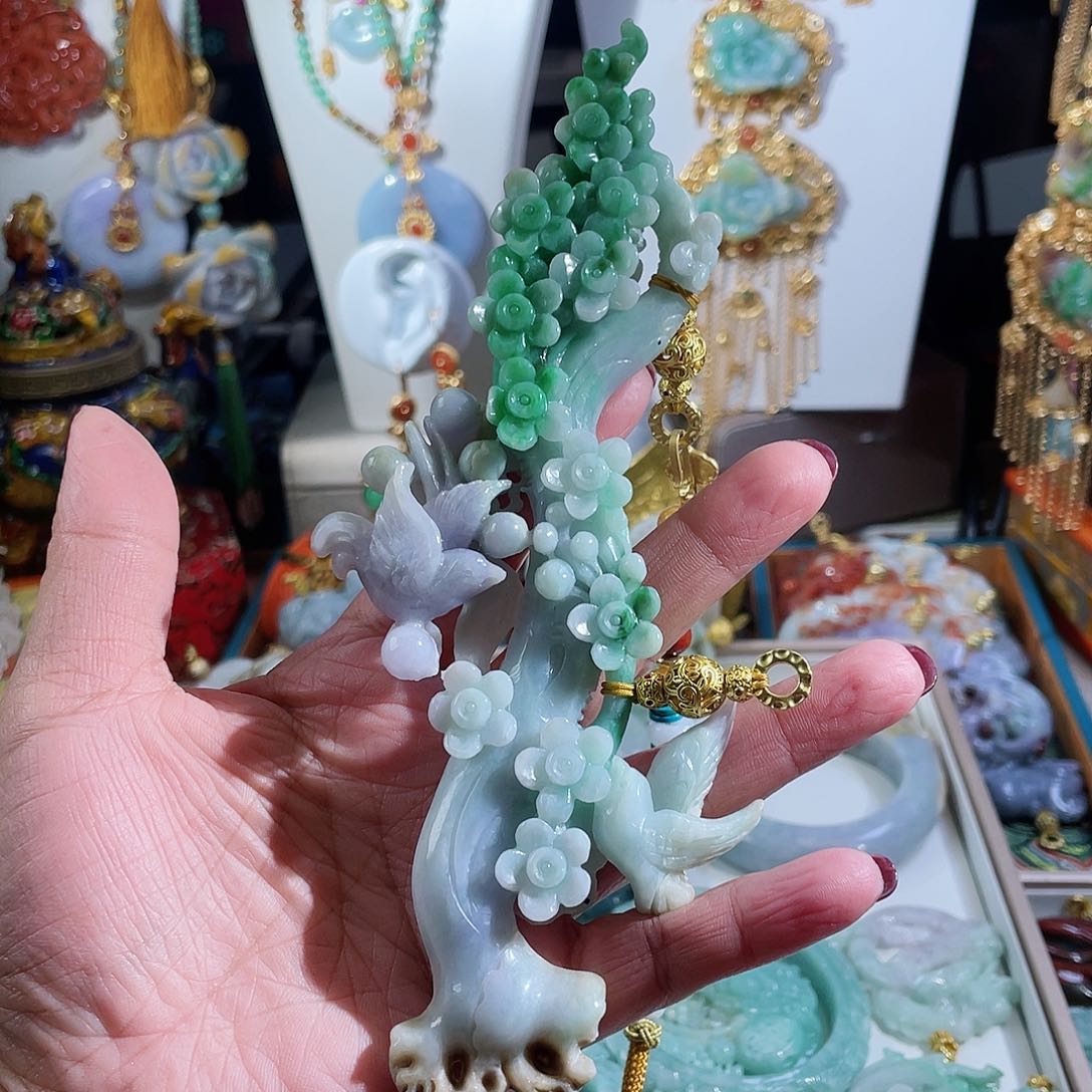 翡翠颈饰未镶嵌@*文翡翠春彩大玉衡